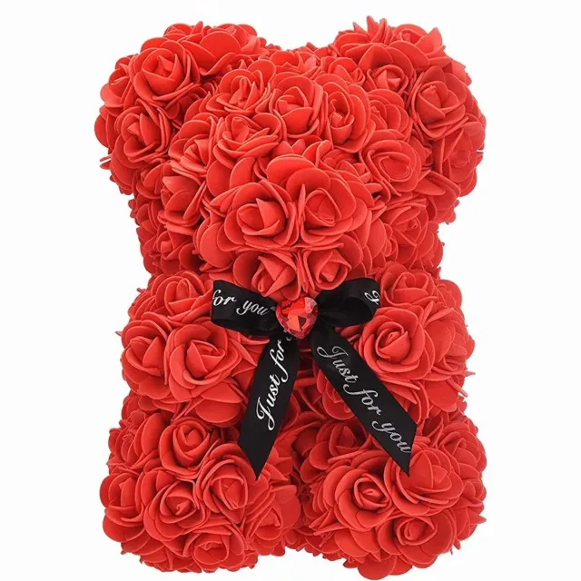 Donkersstuff Rode - Rozen Beer- Teddy Beer - Liefde- Valentijn Cadeautjes - Moederdag- Rose Bear - Romantisch Pakket zonder verpakking - 25 cm Rood