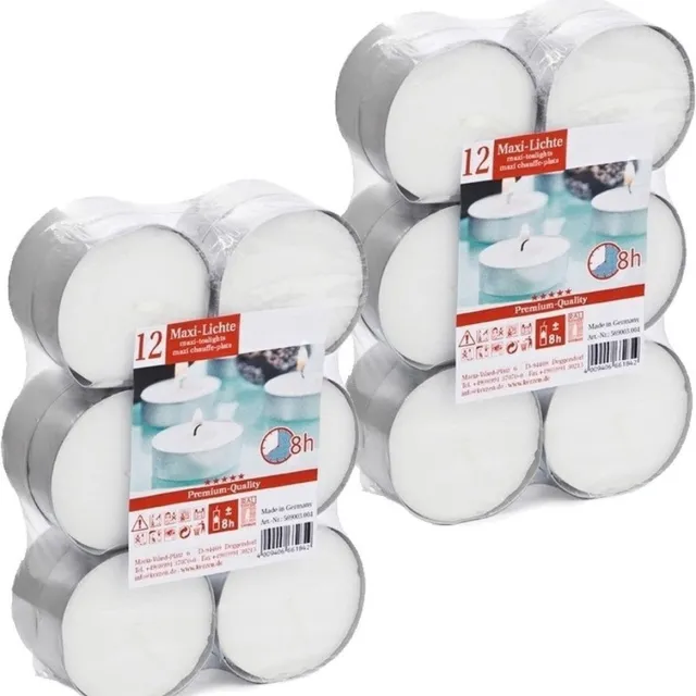 Trend Candles Waxinelichtjes - 24x stuks - 8 branduren - Geurloze kaarsen - Theelichtjes Wit