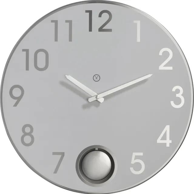 Sompex 8124 – Wandklok met slinger – Metaal – Ø38 cm – Brussels – Wit/Zilver