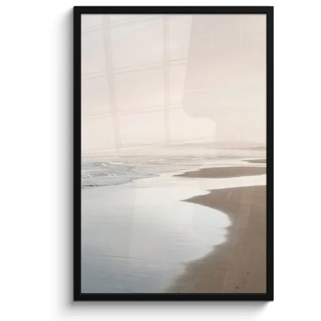 FrameYourWall Poster in lijst - Fotolijst 60x90 cm - Posters - Kustlijn - Strand - Oceaan - Posterlijst zwart - Decoratie - Wanddecoratie woonkamer - Muurdecoratie slaapkamer