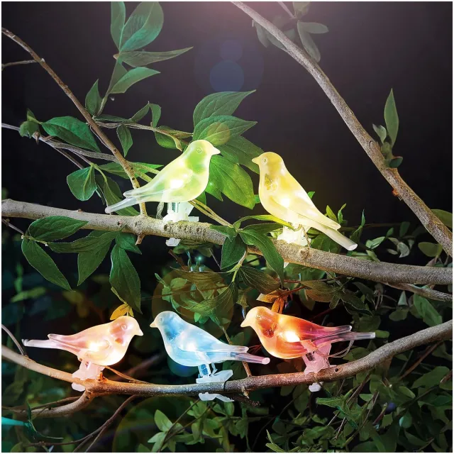 Garden Of Eden Solar lichtsnoer – vogel, clip-on – 80 cm – 5 kleuren, RGB LED