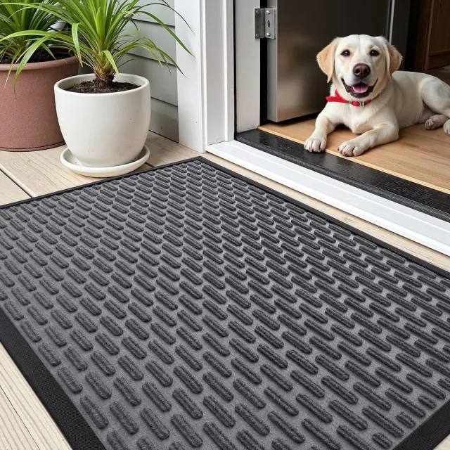 Ibenzoa Grijze vuilvangmat voor binnen en buiten met antislip en wasbare eigenschappen, 60 x 120 cm grijs