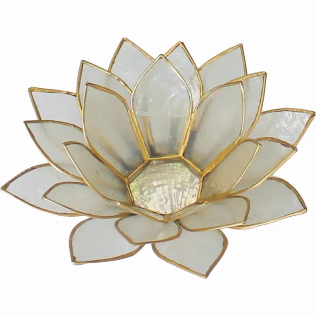 Nusa Originals Lotusbloem Theelichthouder Wit – Handgemaakt – 18x6cm – Fairtrade waxinelichthouder