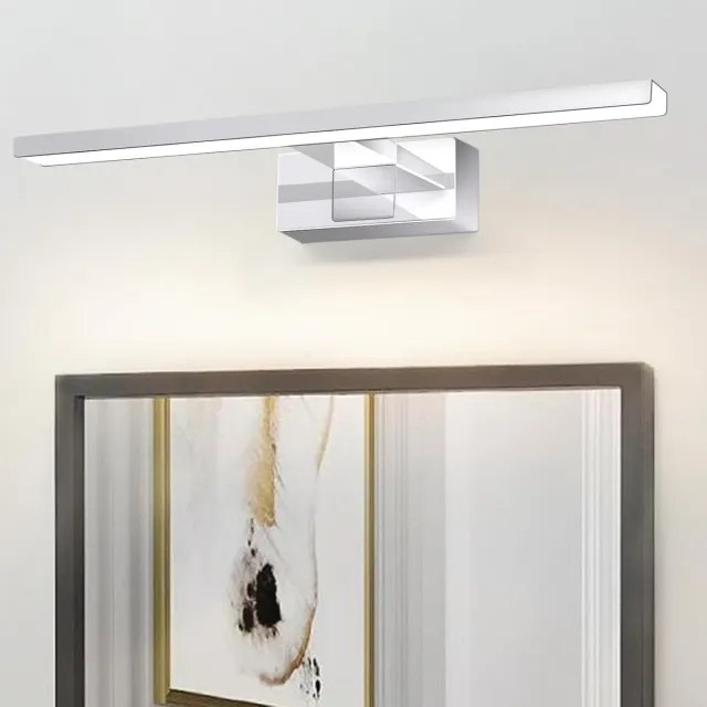 Glitzerlife Badkamer Spiegellamp Wandlamp - 6W LED - 1x geïntegreerde LED - IP44 waterdicht - 4000K neutraal wit - Touch schakelaar - Aluminium Kunststof - Ø30cm - Chroom Chroomkleurig-30cm
