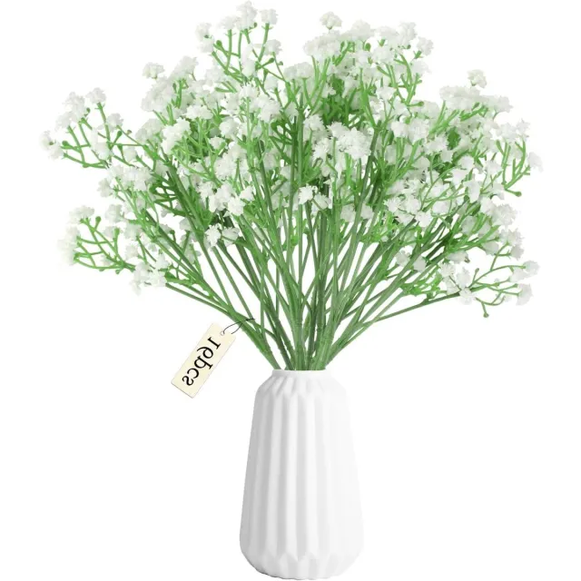 Cosensi Kunstbloemen 16 stuks Gypsophila 28 cm wit voor bruiloft feesten thuis decoratie Any