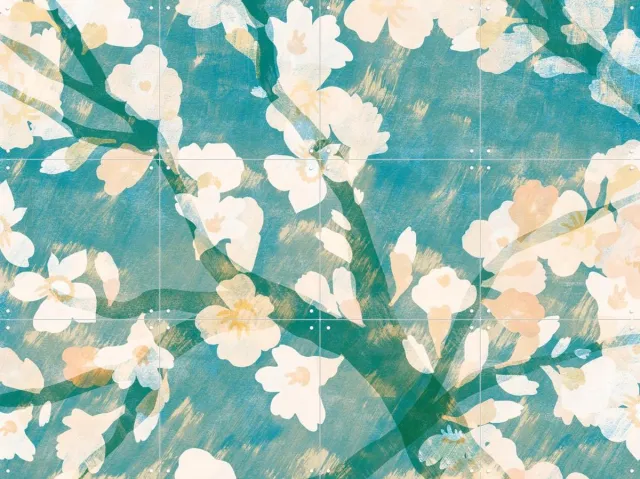 IXXI Almond Blossom, Lotte Dirks & Van Gogh 21st Century - 80 x 60 cm - Grote wanddecoratie en posters - Illustraties, Aquarel, Kleurrijk Wit