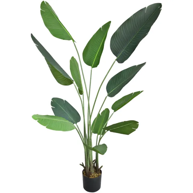 Decovego Kunstmatige Strelitzia 170 cm, Paradijsvogelbloem Kunstplant in Pot, Onderhoudsarme Kamerplant