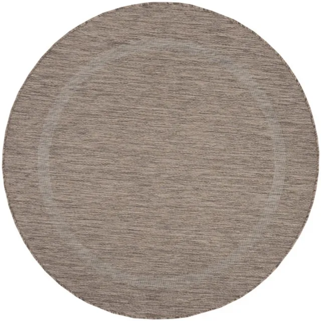 Relax Vloerkleed – Bruin – Laagpolig Kaderdesign – Voor Binnen & Buiten – 120x120 cm rond