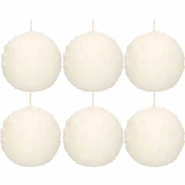 Enlightening Candles 6x Witte sneeuwbal bolkaarsen 10 cm 67 branduren - Kerst kaarsjes - Sneeuwballen ronde geurloze kaarsen - Woondecoraties