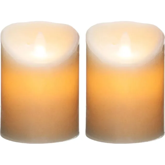 Atmosphera Led stompkaarsen - 2x stuks - Warm licht - Wit