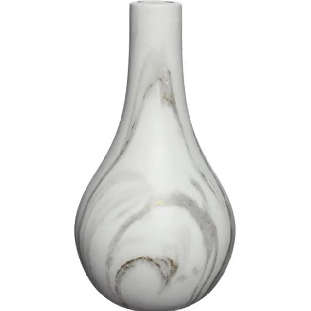 Ideas 4 Seasons Idea4seasons Bloemenvaas Dazzle - marmer look - Wit/goud - Keramiek - D14 cm x H26 cm - vaas