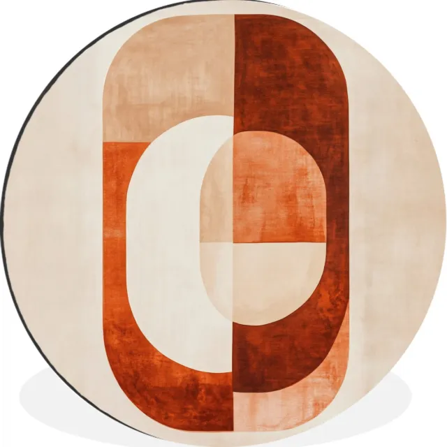 WallCircle Wandcirkel - Muurcirkel - Illustratie - Abstract - Vormen - Rood - Aluminium - Dibond - 120x120 cm - Binnen en Buiten Vormen - Abstract