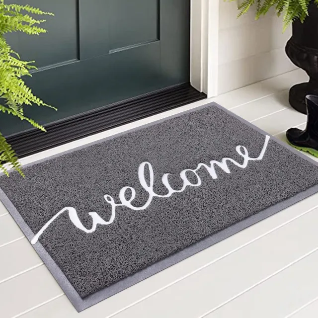 Famanu Welkom deurmat voor binnen en buiten, antislip, vuilafvangmat, wasbare deurmat voor tuin en entree, 60 x 90 cm, grijs Antraciet