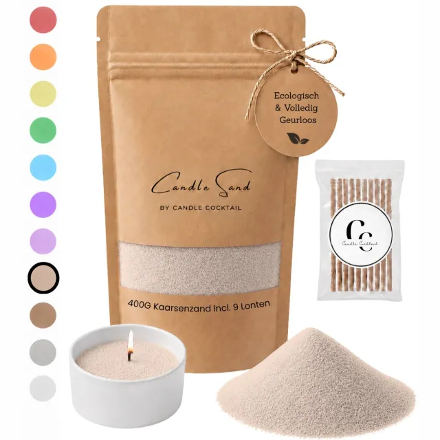 Candle Cocktail Kaarsenzand | Candle Cocktail | Blushy Beige | 400g Incl. 8 Lonten | Candle Sand | Kaarsparels | Zandkaarsen