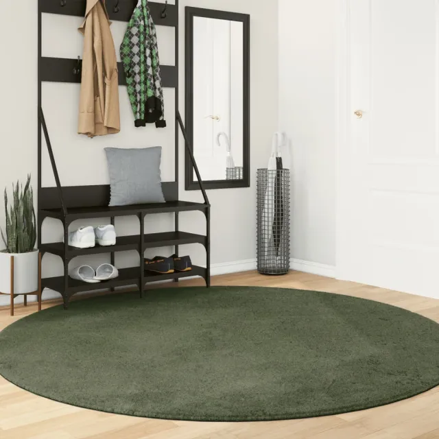 vidaXL Rug HUARTE Green Ø 200 cm 100% Polyester Plat, foto 2