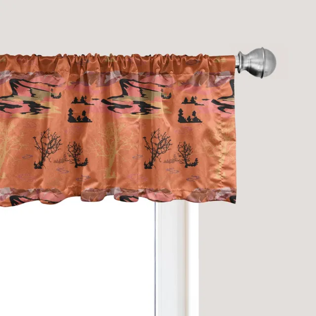 ABAKUHAUS Landschap Raamvalletje, Gordijnvalletje voor Keuken en Slaapkamer Decoratie met Tunnelzoom, 137 cm x 45 cm, Gebrande Sienna Meerkleurig Verbrande Sienna Meerkleurig