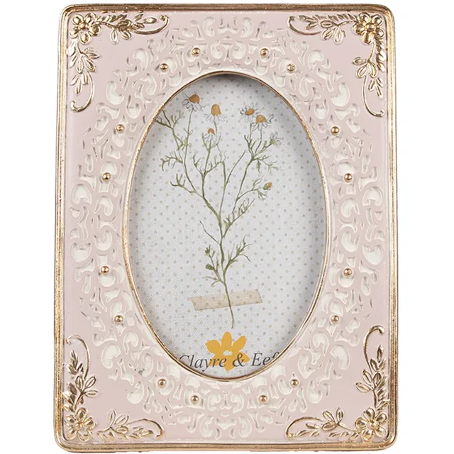Clayre & Eef Fotolijst 10x15 cm Roze Polyresin