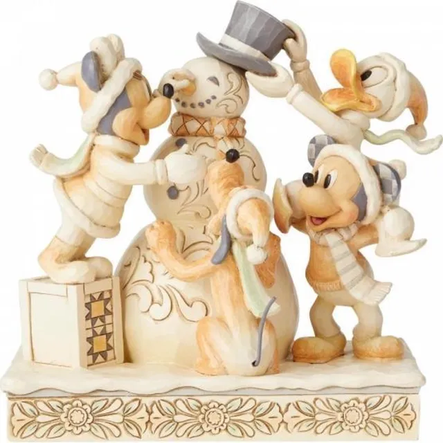 Disney Traditions by Jim Shore Disney beeldje - Traditions collectie - Frosty Friendship (White Woodland Mickey & Friends) wit