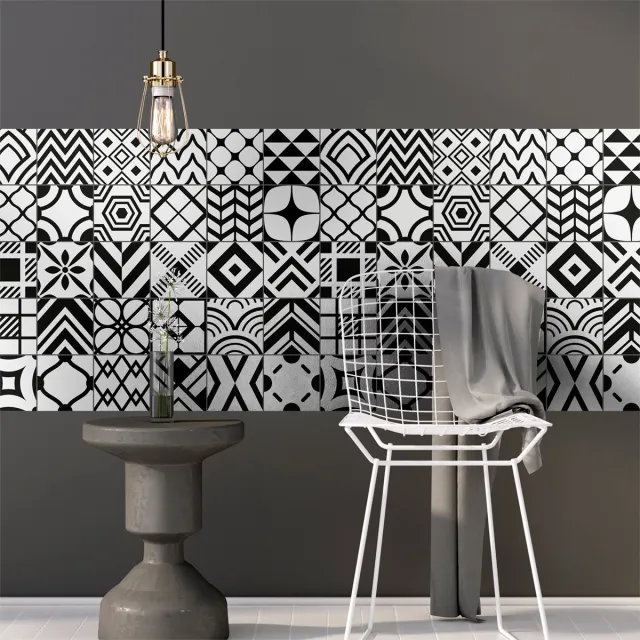Ambiance Sticker Zelfklevende muurtegelstickers voor keuken en badkamer - 30 Scandinavische Glasgow tegelstickers - 30 stickers 15x15cm Multi color