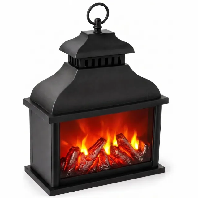 TWILUX LED-lantaarn voor de open haard, 13,5 x 25,5 x 37 cm black