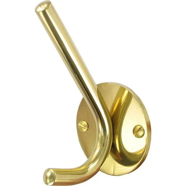 TQ4U Top Quality For You TQ4U dubbele jashaak wandbevestiging garderobehaak Ø 53mm | GEPOLIJST MESSING