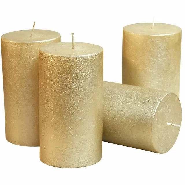 Loberon Kaars set van 4 Braga goudkleurig