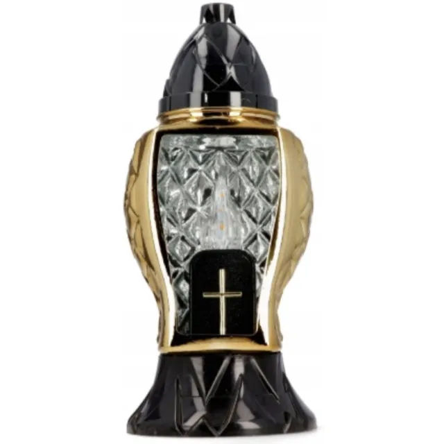 Smaal deco Herdenkinglicht Dubai gold led grafdecoratie grafkaars windlicht lantaarn decoratie graflantaarn Zwart goud