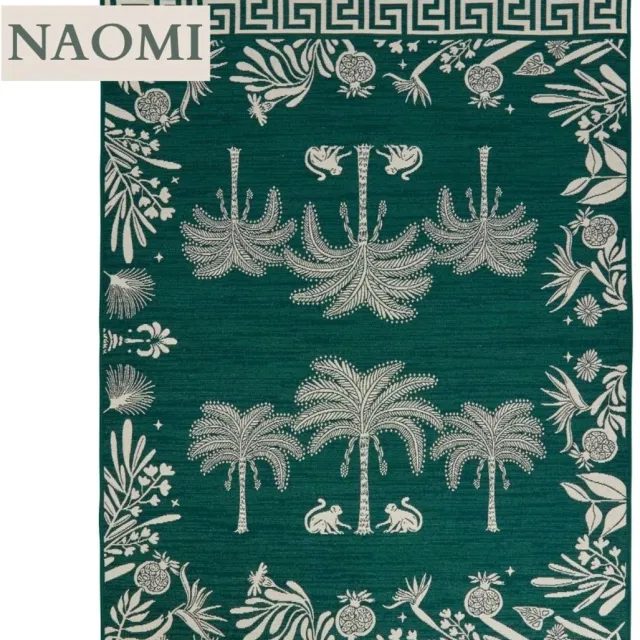 MISOU Vloerkleed - 160x230cm - Donkergroen/Creme - voor Binnen - en Buiten - Polypropyleen - Buitenkleed - Tapijt - Woonkamer - Veranda - NAOMI
