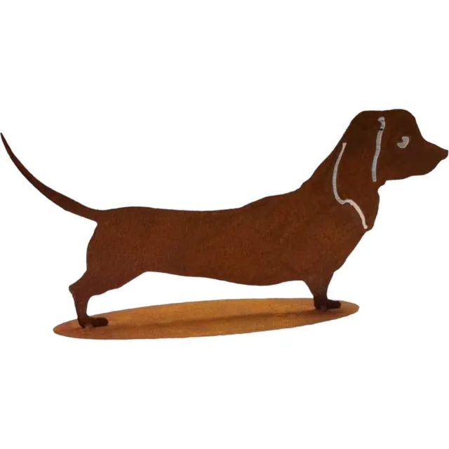 Dream-Garden Tuinbeeld Dude de kortharige teckel 19x 40 cm Roest bruin