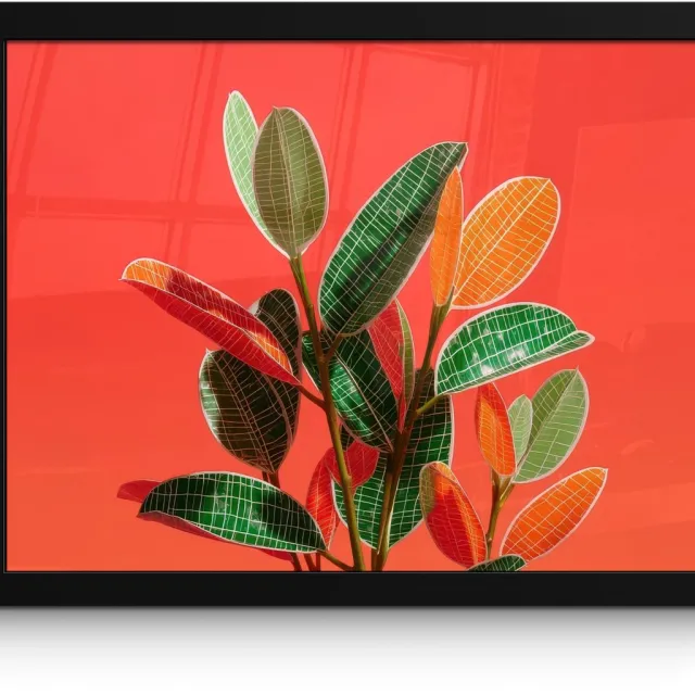 FrameYourWall Poster in lijst - Fotolijst 40x30 cm - Posters - Bladeren - Nerven - Oranje - Structuur - Posterlijst zwart - Decoratie - Wanddecoratie woonkamer - Muurdecoratie slaapkamer Bladeren - Nerven - Structuur