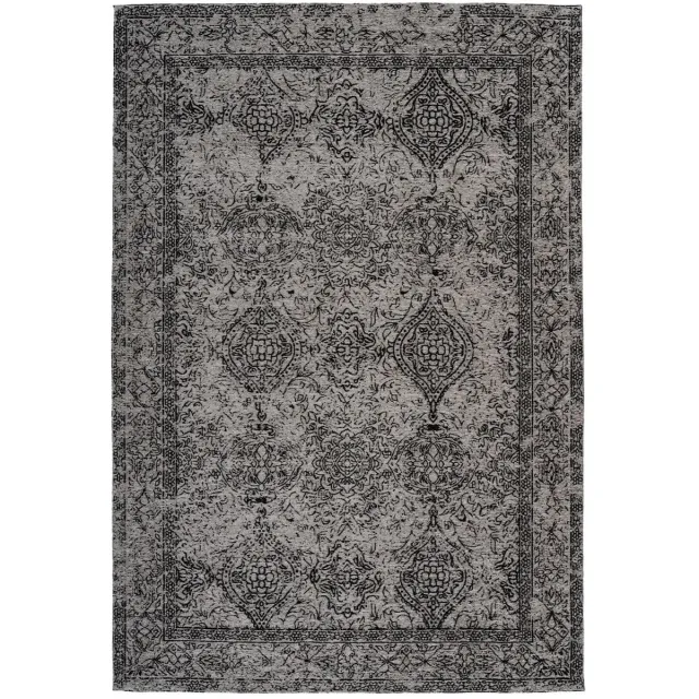 Dutch XXL Vintage Vloerkleed | Tapijt | Iglesia | Medaillon | Grijs/Zwart Grijs / Zwart