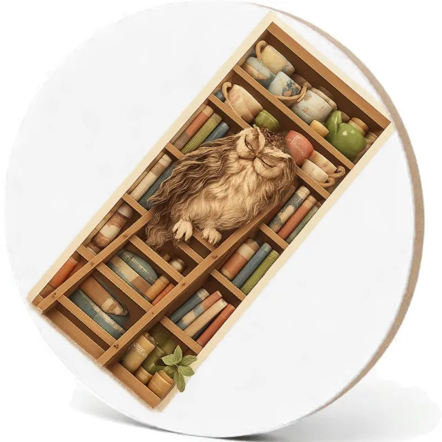 Mr Cadeautjes MDF fotolijst - design Een slaperige uil op een ladder naast een hoge plank met the | cadeau Wit