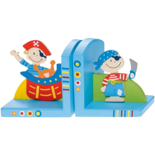 simply for kids Piraat - Boekensteun - Blauw - Hout - Set van 2