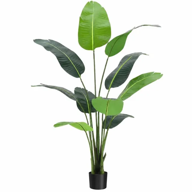 Triumpunpre Realistische Kunstmatige Paradijsvogelboom 122cm– UV‑ en Weerbestendig, Cement Anti‑Kantelpot, Huisdierveilig voor Woonkamer, Terras, Lobby en Cadeau Groen