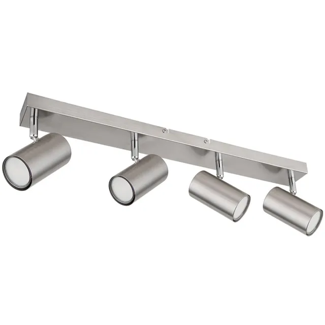 Globo Lighting Plafondspot 4 vlammen zilver Plafondlamp 4 vlammen GU10 woonkamer Modern, draaibaar, metaal, 4x GU10, LxBxH 56x6x12 cm