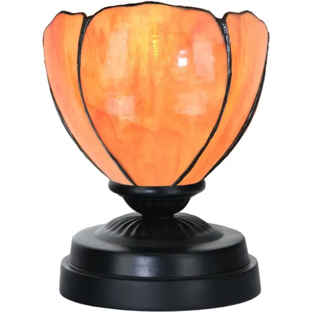Coloured by Art Tiffany lage tafellamp zwart met Tulipa - Art Deco Trade Oranje