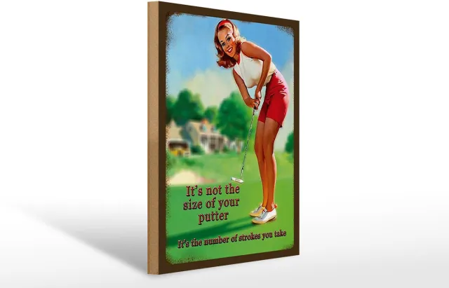 Femer Holzschild Pinup 30x40cm Golf it´s not size of your putter Multi-coloured