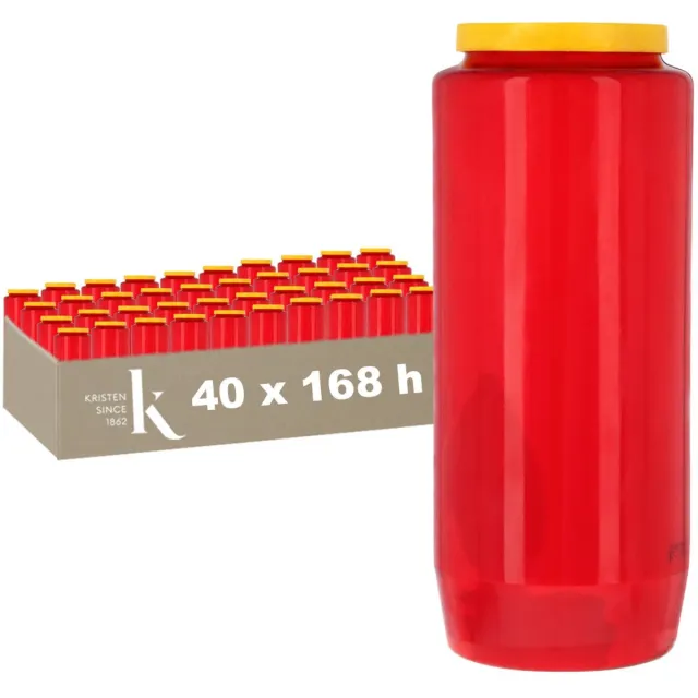 Kristen Kaars 7 Dagen Rood – Kaarsen – 40 Stuks – Herdenkingslicht – Grafkaars – Brandduur 168 Uur – Voor Binnen en Buiten Wit
