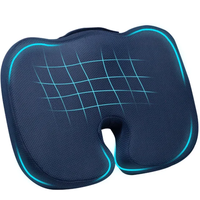 Perbodi Zitkussen Orthopedisch Blauw Extra Support - Stuitkussen - Donutkussen - Traagschuim - Orthopedische zitkussen + Extra Hoes