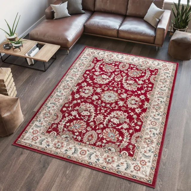 Tapiso Dubai Vloerkleed Tapijt Carpet Oriental Bloemen Oosters Beige Rood2