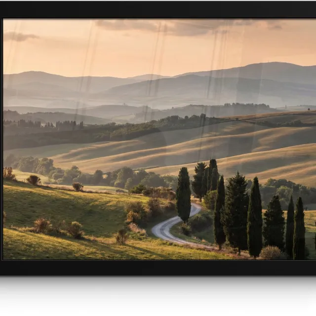 FrameYourWall Poster in lijst - Fotolijst 40x30 cm - Posters - Toscaans - Landschap - Heuvels - Posterlijst zwart - Decoratie - Wanddecoratie woonkamer - Muurdecoratie slaapkamer