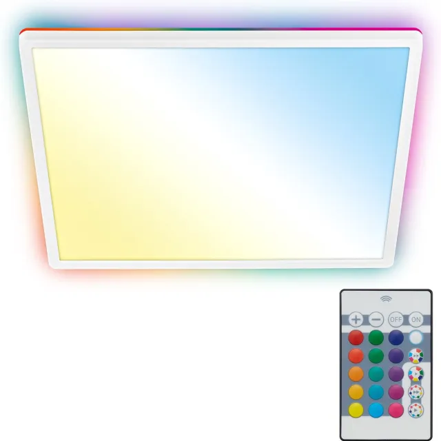 Briloner Slim - RGBIC Plafondlamp led - plafonniere met afstandsbediening - CCT & RGBIC-backlight - dimbaar - 22W - 42cm - wit Wit (met RGBIC)