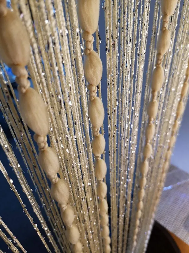 Ibenzoa Dekoratief Draadgordijn als Ruimteverdeler en Decoratie voor Deuren en Woonkamers Beige