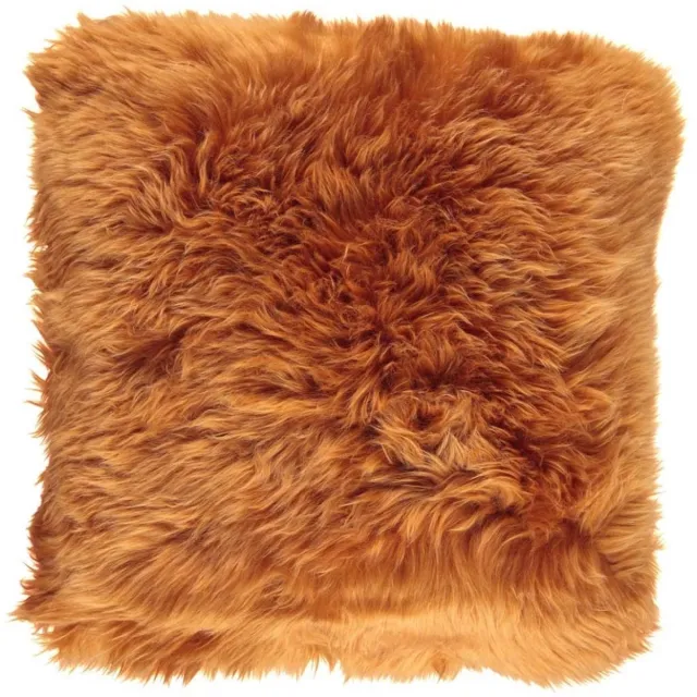 Sheepskin House Langharig Schapenvacht Kussen - 50x50 cm Rust