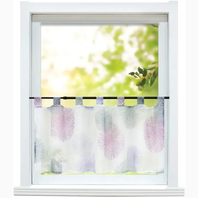 Ibenzoa Vitrage Keukengordijn Modern Transparant Kort Gordijn met Lussen Voile in Paars 60x120cm
