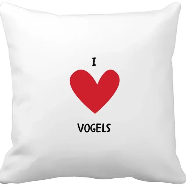 Akyol ik hou van vogels Kussen hoes - Vogels - vogel liefhebbers - vogelspotters - dieren liefhebbers - hartje - 40 bij 40 cm Multicolor