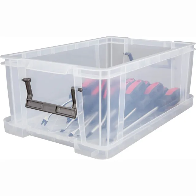 Whitefurze Opbergbox - 2x stuks - 10 liter - Transparant - 40 x 26 x 15 cm - kunststof - opslag oplossingen - kist - met deksel