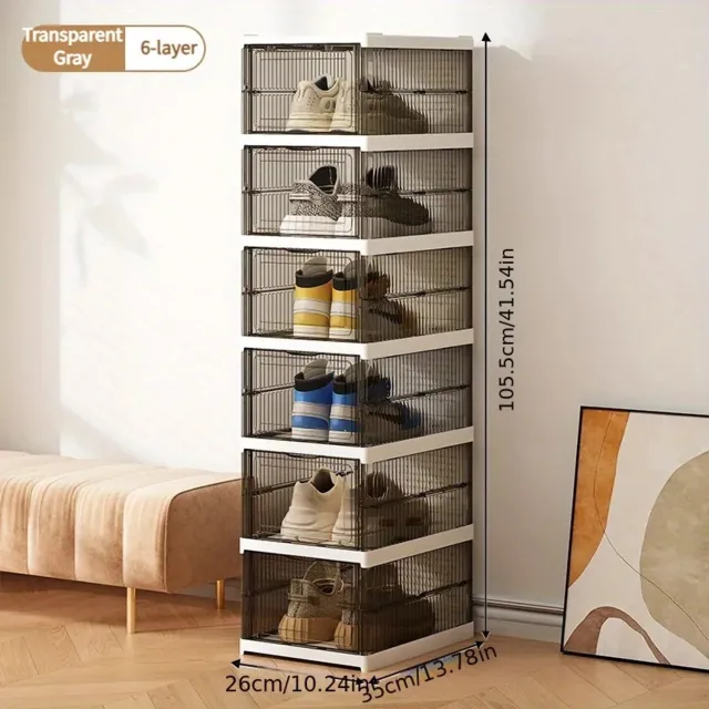 Happiq Schoenenkast - Opvouwbaar en Kunststof - Met Deur - Zwart
