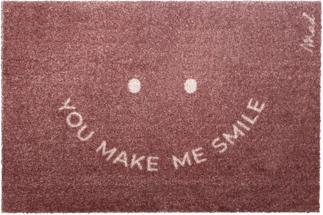 Mad About Mats AVA - SMILE - deurmat - schoonloop/scraper - wasbaar - 50x75cm dusty pink