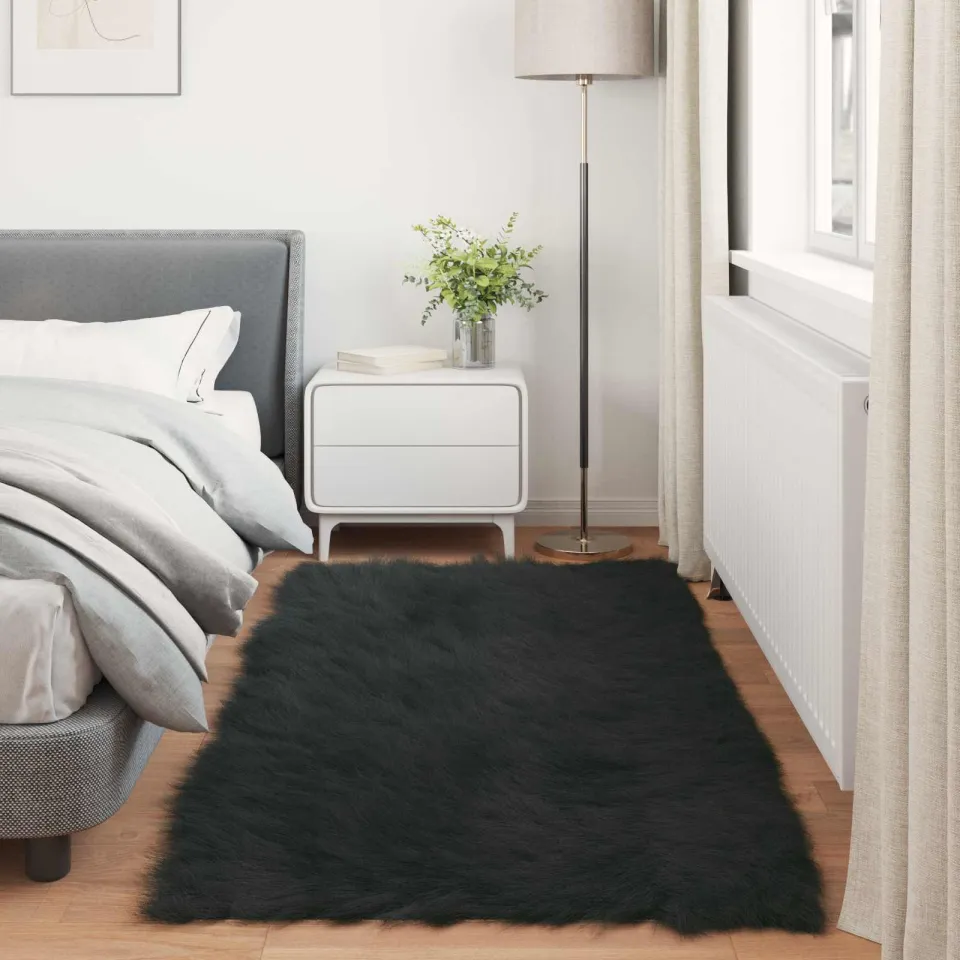 vidaXL Tapijt van imitatie TAFALLA Zwart 80 x 200 cm Polyester, foto 3